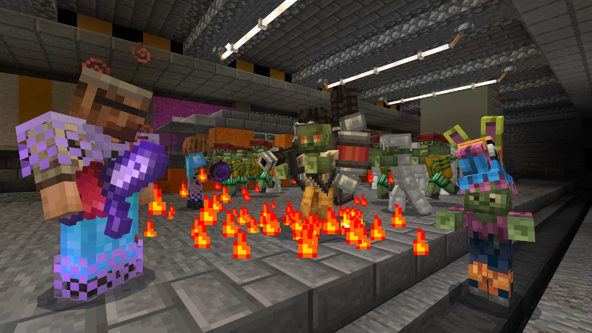 Zombies screenshot showing players underground fighting a horde of zombies